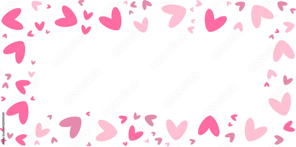 Happy greeting pastel pink hearts frame 14 february Day all lovers Gentle design Romantic feelings Valentine's card Promotion shopping template love Heart border Copy space greeting text Wide firmat Happy greeting pastel pink hearts frame 14 february Day all lovers Gentle design Romantic feelings Valentine's card Promotion shopping template love Heart border Copy space greeting text Wide firmat