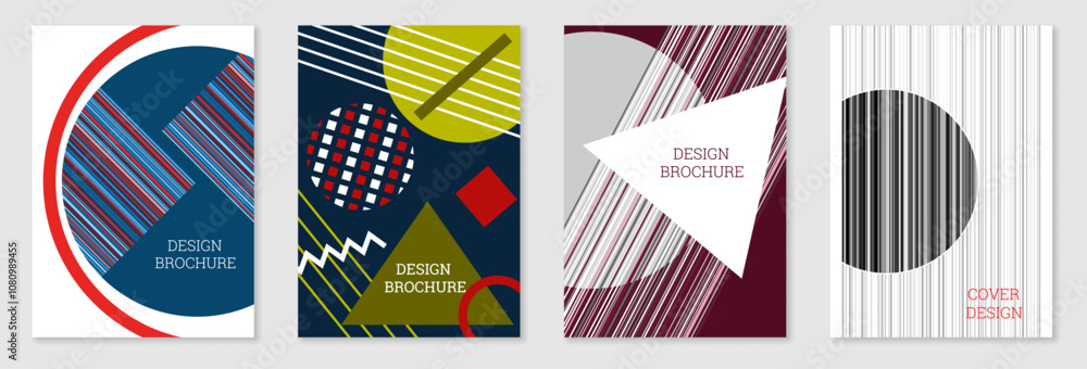 Set of cover design in Memphis style. Geometric design, abstract background. Fashionable bright cover, banner, poster, booklet. Creative colors. Set of cover design in Memphis style. Geometric design, abstract background. Fashionable bright cover, banner, poster, booklet. Creative colors.