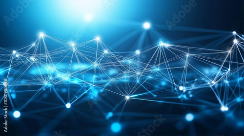 A blue-hued image that displays a network of nodes and connections.