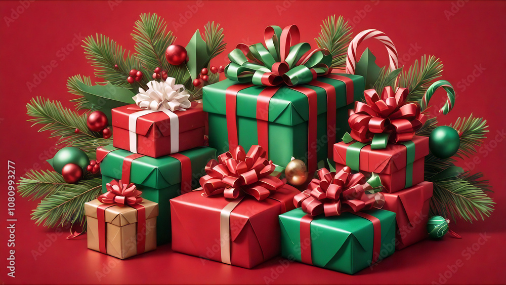 Christmas Background with festive Ornament decoration, Generative AI Christmas Background with festive Ornament decoration, Generative AI