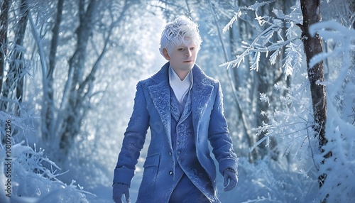 Jack Frost Walking Through a Frozen Forest