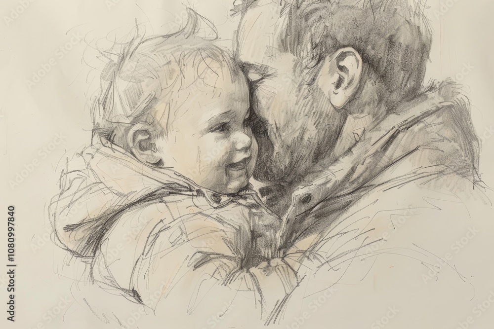 A charming hand-drawn sketch of a father and his toddler son laughing together A charming sketch of a father and his toddler sharing a playful moment of laughter A charming hand-drawn sketch of a father and his toddler son laughing together A charming sketch of a father and his toddler sharing a playful moment of laughter