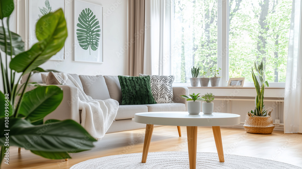 Bright and Inviting Living Room Staged for an Open House, Featuring Comfortable Furniture and a Cozy Ambiance That Enhances Natural Light