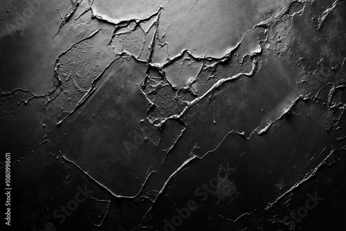 A black and white photo of a cracked wall