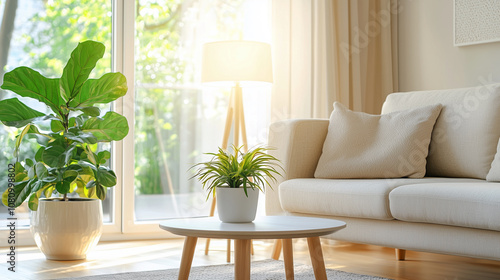 Bright and Inviting Living Room Staged for an Open House Showcasing Comfort and Style With Natural Lighting photo