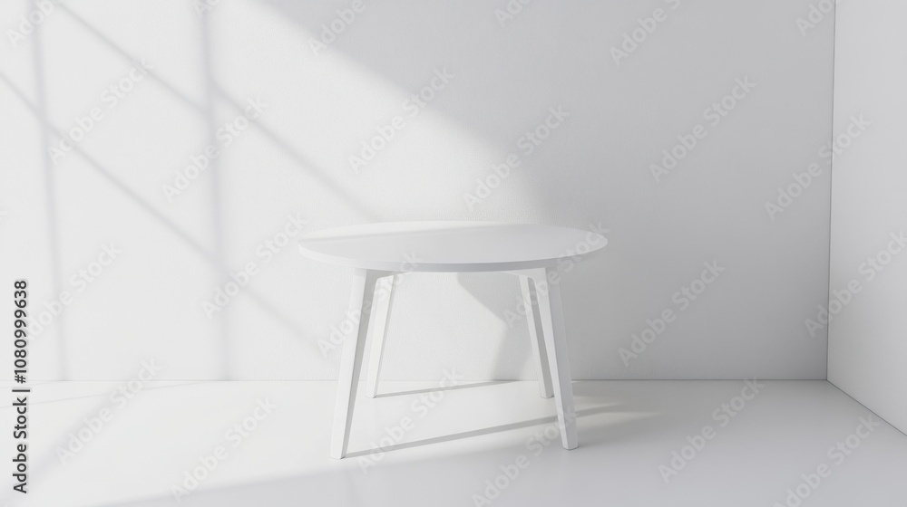 White Table in Minimalist Room with Window Light White Table in Minimalist Room with Window Light