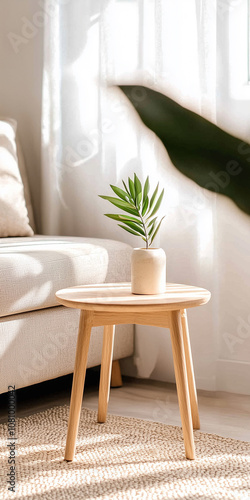 Obraz na płótnie Bright and Modern Empty Apartment Interior Showcasing Clean Lines and Inviting Furniture in a Peaceful Living Space w salonie