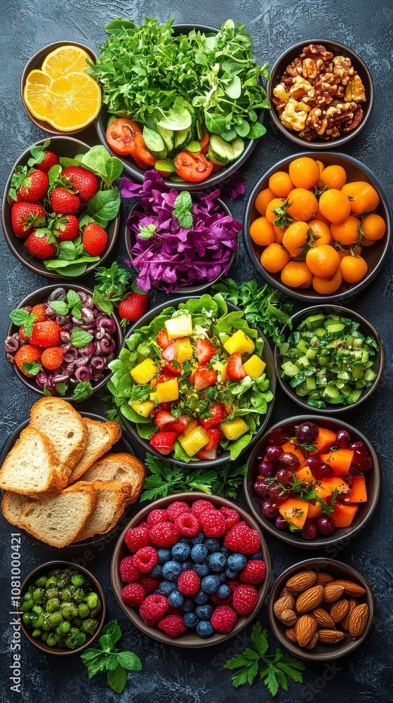 A Colorful Array of Fresh Fruits and Vegetables: A Vibrant Feast for the Eyes and Body A Colorful Array of Fresh Fruits and Vegetables: A Vibrant Feast for the Eyes and Body