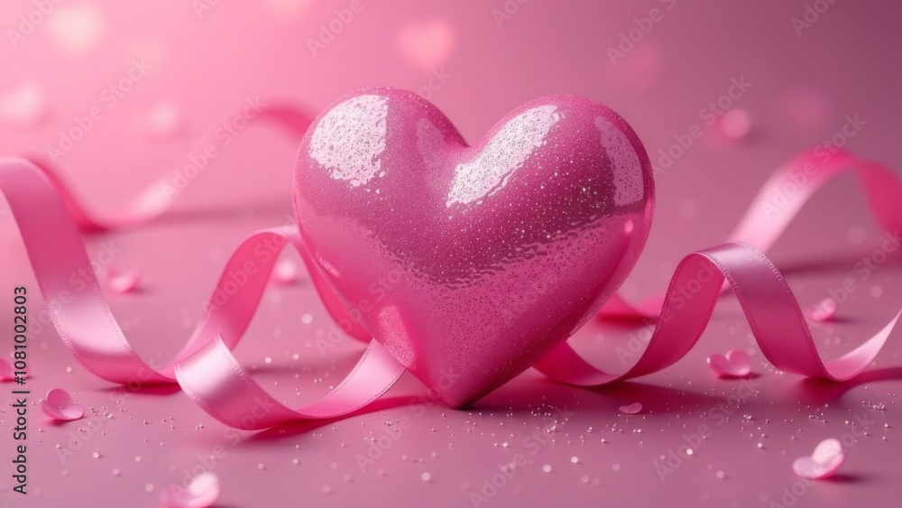 Fototapeta premium Balloon heart. Set of shiny pink balloons
