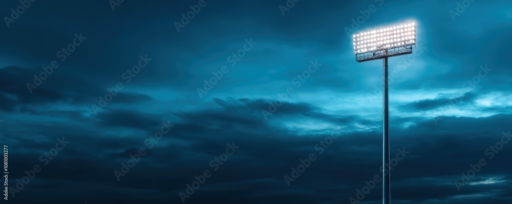 Bright stadium floodlights piercing the darkness, capturing the essence of sports and events under the night sky Bright stadium floodlights piercing the darkness, capturing the essence of sports and events under the night sky