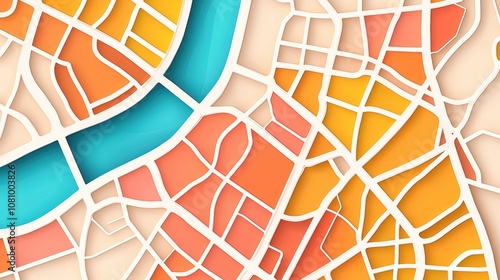 Comprehensive city map with zoning overlays, integrating residential neighborhoods, industrial districts, commercial centers, and park systems