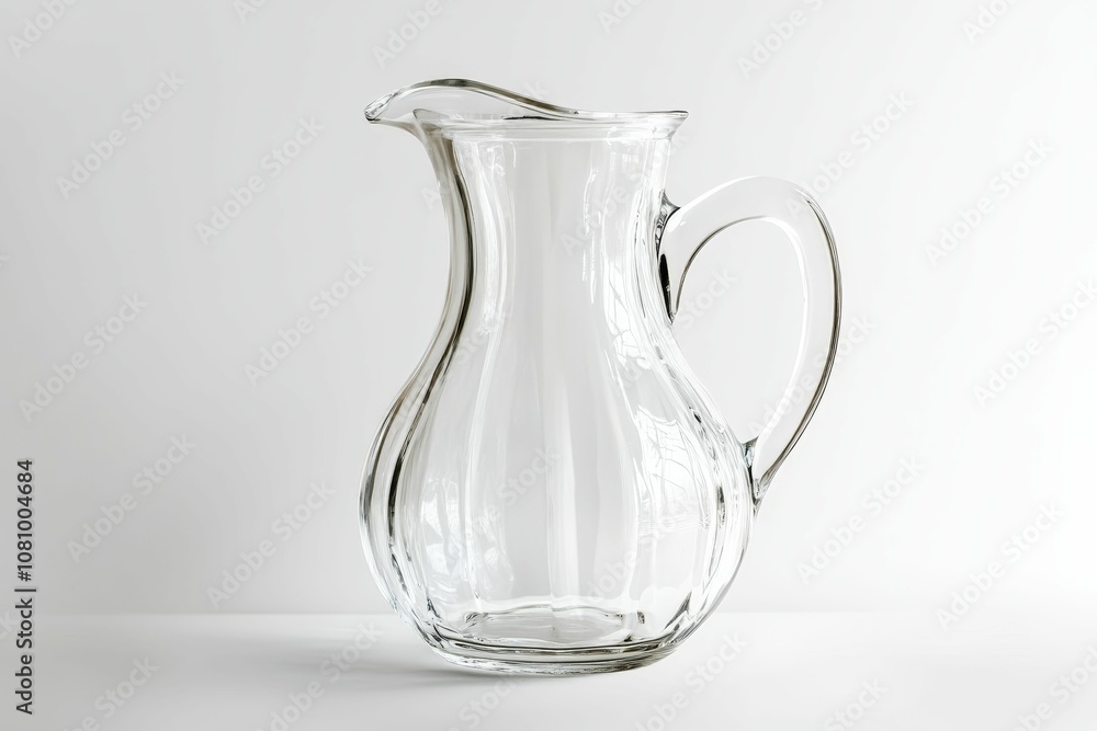 Empty glass pitcher on white background. Empty glass pitcher on white background.