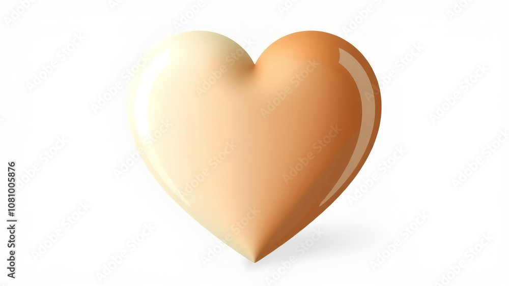A 3D heart with pastel gradients in soft mint, cocoa brown, and pale cream A 3D heart with pastel gradients in soft mint, cocoa brown, and pale cream