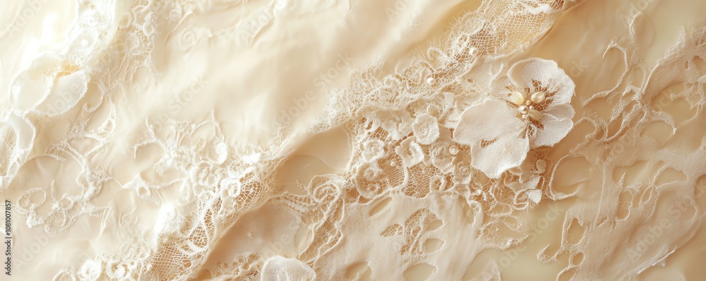 Delicate Lace Overlay on Cream Delicate Lace Overlay on Cream