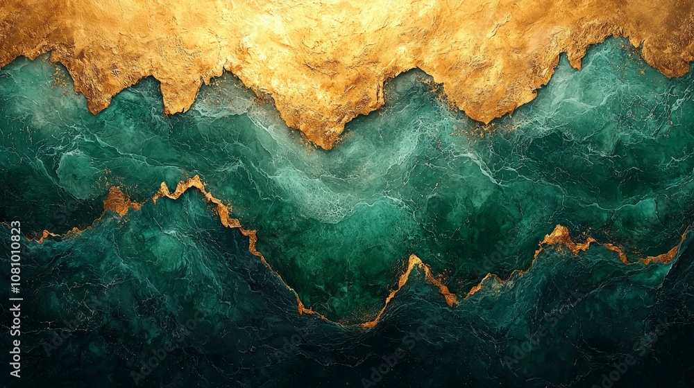 Abstract artwork featuring golden and teal waves, creating a dynamic visual contrast. Abstract artwork featuring golden and teal waves, creating a dynamic visual contrast.