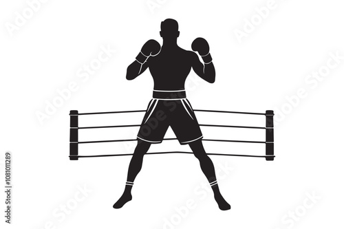 Boxing silhouette vector bundle illustration, Boxing silhouette 