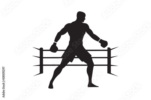 Boxing silhouette vector bundle illustration, Boxing silhouette 