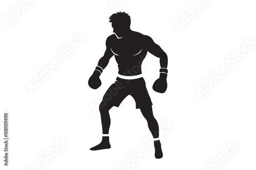 Boxing silhouette vector bundle illustration, Boxing silhouette 