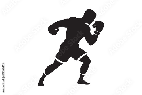 Boxing silhouette vector bundle illustration, Boxing silhouette 