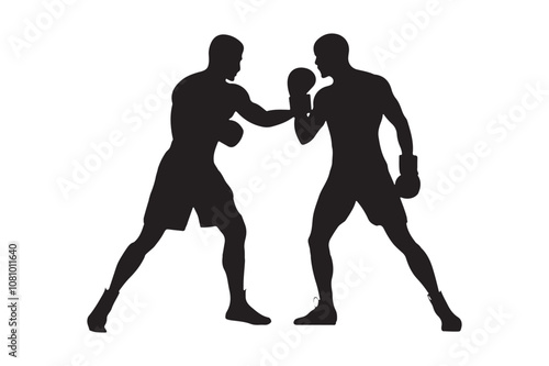 Boxing silhouette vector bundle illustration, Boxing silhouette 