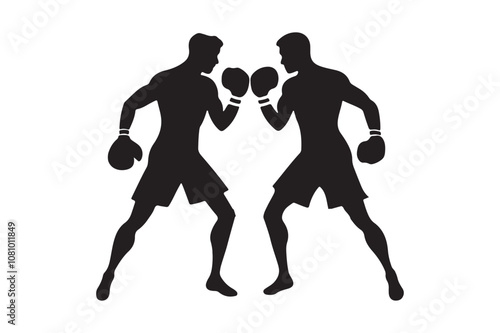 Boxing silhouette vector bundle illustration, Boxing silhouette 