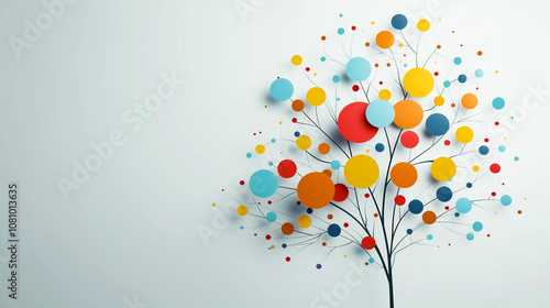 Colorful abstract tree with circles representing ideas and growth
