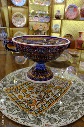 Turkish ceramic cup decorated with beautiful floral patterns