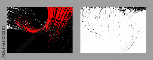 Strokes of black and red paint. Set of two templates. Graffiti element. Design template for the design of banners, posters, booklets, covers, magazines. EPS 10