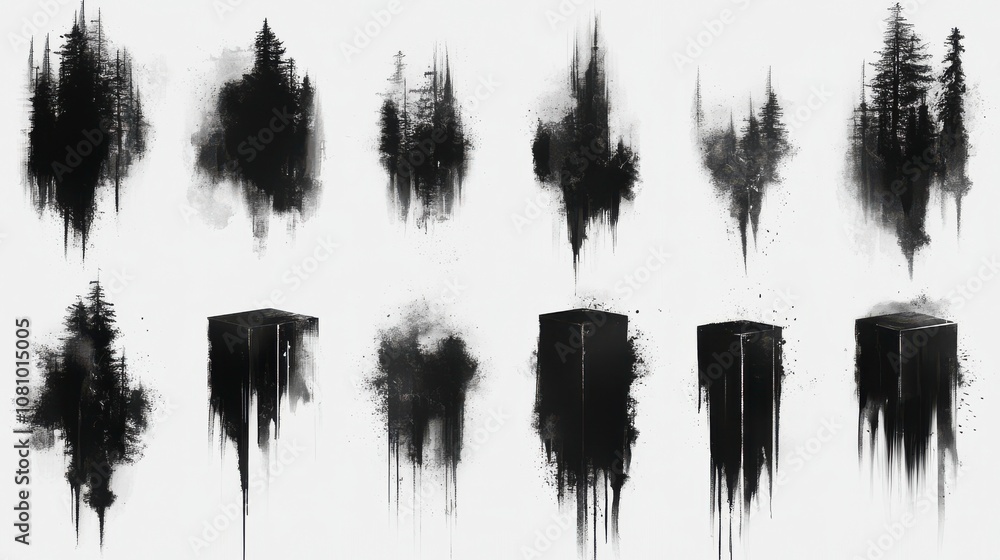 Abstract Black and White Forms Abstract Black and White Forms