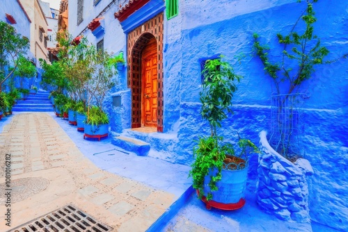 Chefchaouen, connue aussi sous le nom de Blue Pearl, est une ville pittoresque dans les montagnes du Rif, au nord du Maroc. photo