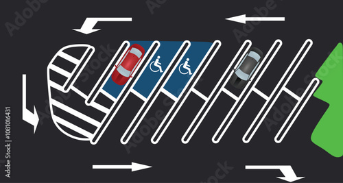 Parking area with disable person area. vector