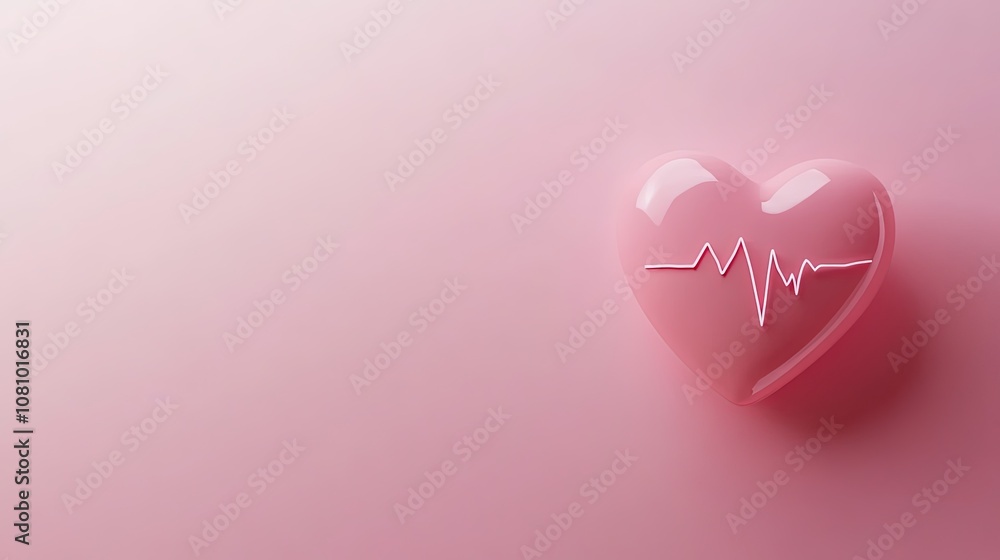 A pink heart with a heartbeat line on a soft pink background. A pink heart with a heartbeat line on a soft pink background.