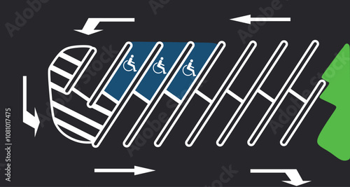 Parking area with disable person area. vector