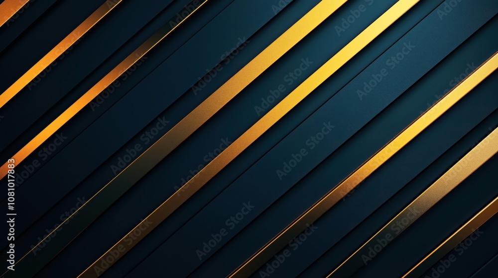 Abstract geometric pattern with diagonal leather texture and golden metallic stripes on a dark background Abstract geometric pattern with diagonal leather texture and golden metallic stripes on a dark background