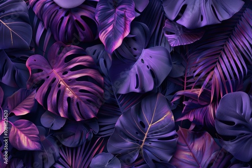 monstera leaves summer minimal background