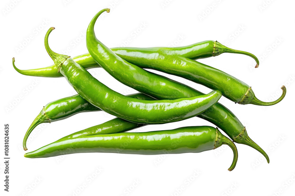Green Hot Spicy Isolated On Transparent Background Green Hot Spicy Isolated On Transparent Background