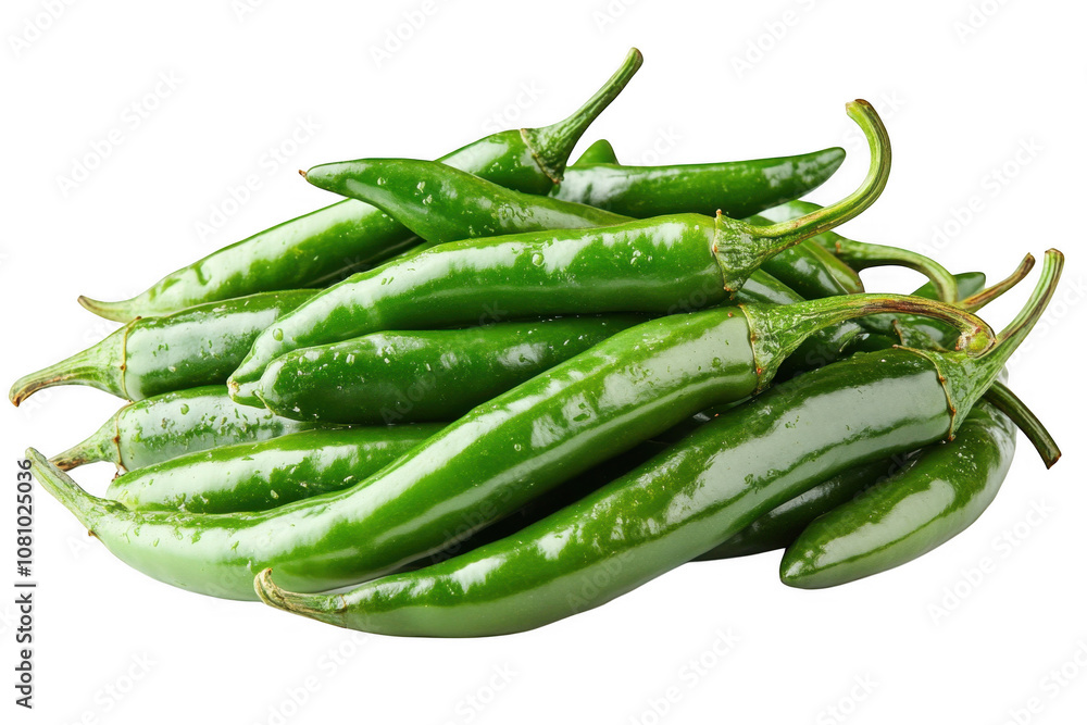 Green Hot Spicy Isolated On Transparent Background Green Hot Spicy Isolated On Transparent Background