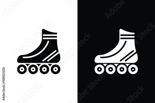 Rollerblades icon on White Background Vector Art Illustration on white background.