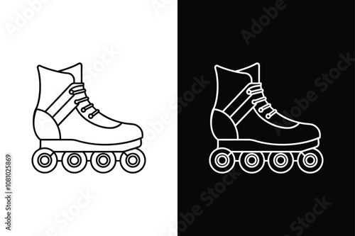 Rollerblades icon on White Background Vector Art Illustration on white background.