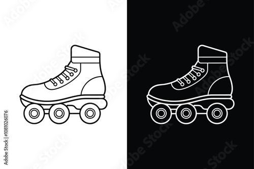Rollerblades icon on White Background Vector Art Illustration on white background.