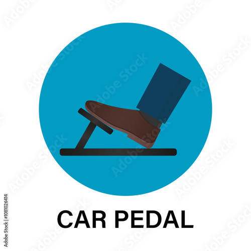 Car Pedals. Foot Pressing on Brake or Accelerator or Clutch Pedal Icon Symbol. Vector Illustration. 