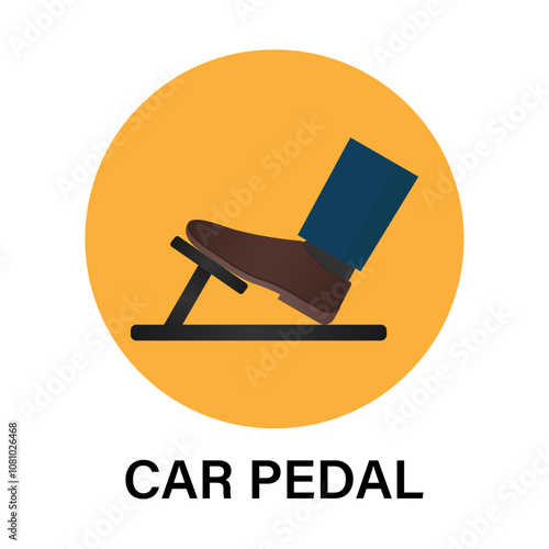 Car Pedals. Foot Pressing on Brake or Accelerator or Clutch Pedal Icon Symbol. Vector Illustration. 