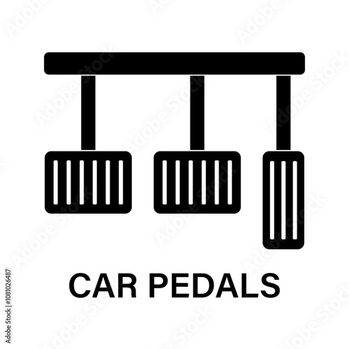 Car Pedals. Foot Pressing on Brake or Accelerator or Clutch Pedal Icon Symbol. Vector Illustration. 