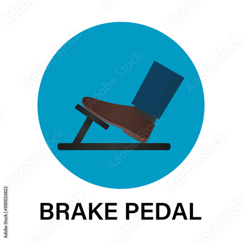 Car Pedals. Foot Pressing on Brake or Accelerator or Clutch Pedal Icon Symbol. Vector Illustration. 