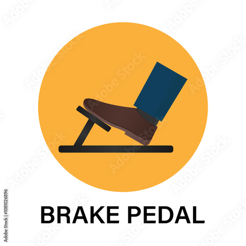 Car Pedals. Foot Pressing on Brake or Accelerator or Clutch Pedal Icon Symbol. Vector Illustration. 