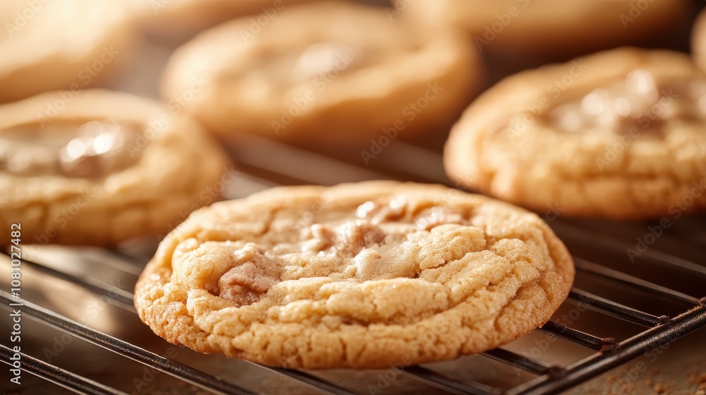 A batch of freshly baked cookies rests on a wire rack in a warm kitchen, exuding delicious aromas and showcasing a homely, comforting element of everyday life. A batch of freshly baked cookies rests on a wire rack in a warm kitchen, exuding delicious aromas and showcasing a homely, comforting element of everyday life.