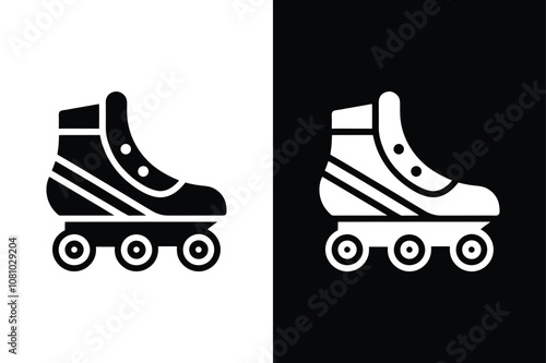 Rollerblades icon on White Background Vector Art Illustration on white background.