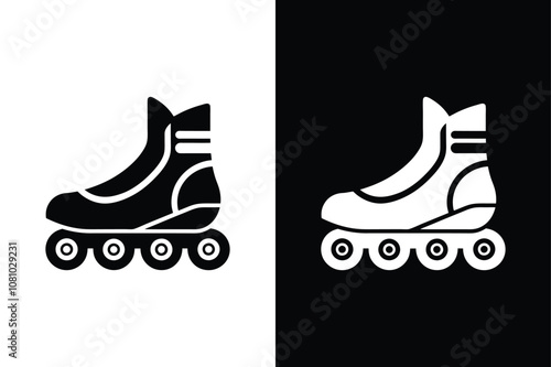 Rollerblades icon on White Background Vector Art Illustration on white background.