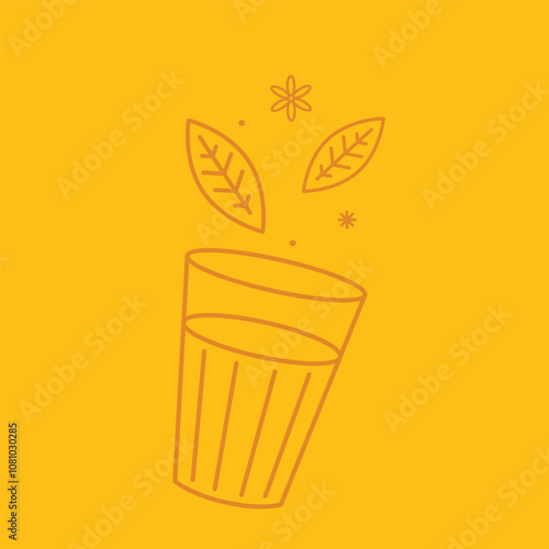 Indian hot drink vector. Indian chai icon. Chai is Indian drink. Kerala tea shop illustration vector eps. Indian Kerala roadside. Kerala tea shop line drawing. Kerala Old.
