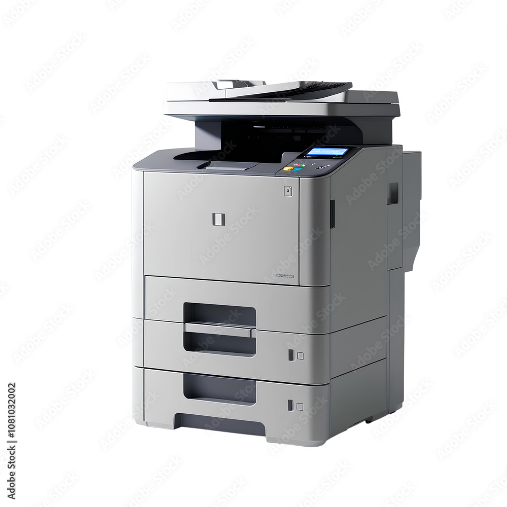 High-Quality Office Printer with Scanner isolated on white High-Quality Office Printer with Scanner isolated on white